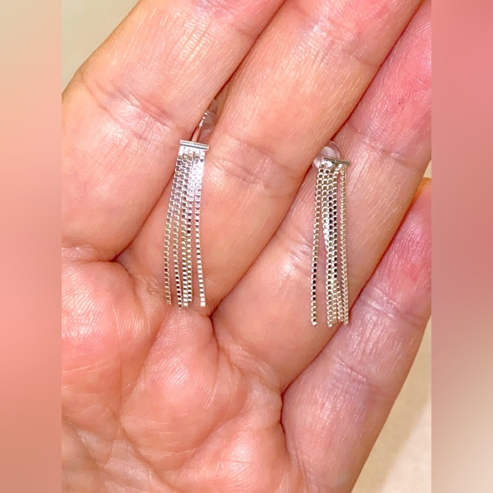 Elegant 925 Silver Chain Drop Earrings